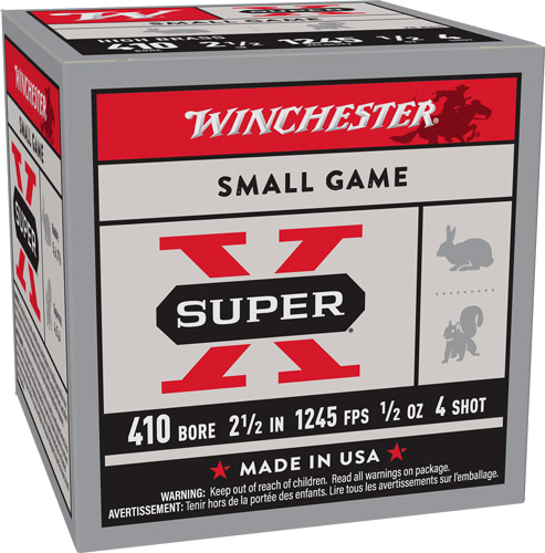 Winchester Super-X 410 2.5" 1/2 oz 4 #4 Shot Ammunition – 25 Rounds