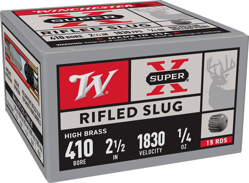 Winchester Super-X 410 2.5" 1/5 oz Rifled SLUG Ammunition – 15 Rounds