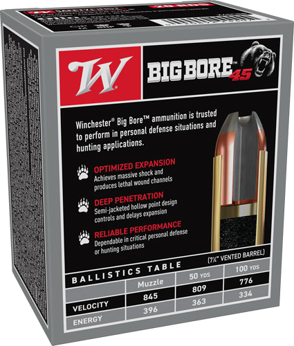 Winchester Big Bore .45 Colt 250 Grain Jacketed Hollow Point Ammunition – 20 Rounds