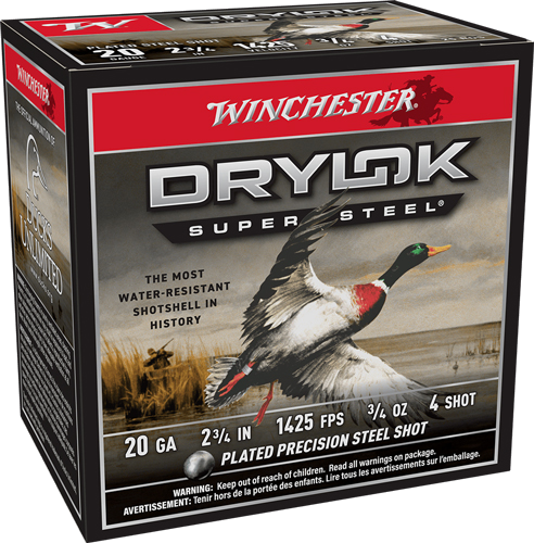 Winchester Drylok 20 Gauge #4 Shot Ammunition – 25 Rounds