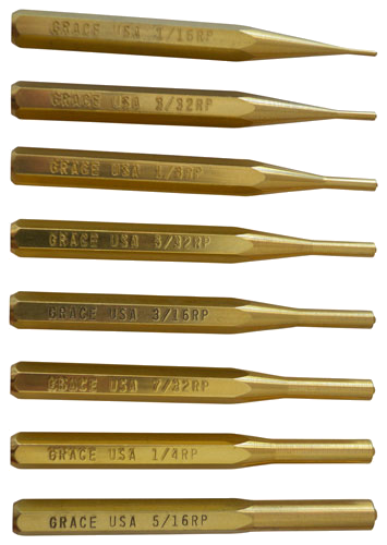 Grace USA Punch Set Roll Pin Punch Set of 8 Brass