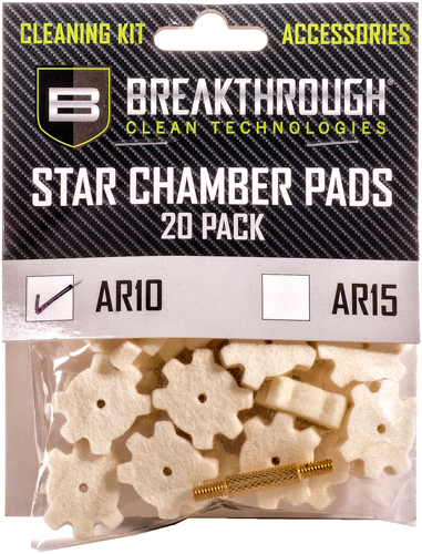 Breakthrough Clean AR-10 Star Chamber Pad 20-Pack with 8-32 Adtr