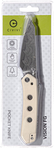 Civivi Vision Fg 3" Ivory Damascus Blade Clam Pack Knife