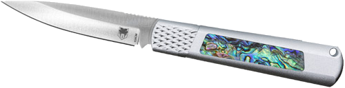Cobratec Knives Gideon Hidden Release 3" Abalone Inserts Aluminum