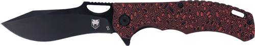 Cobratec Knives Nighthawk Folder 3.62" Black D2 Blade/Red G-10 Knife
