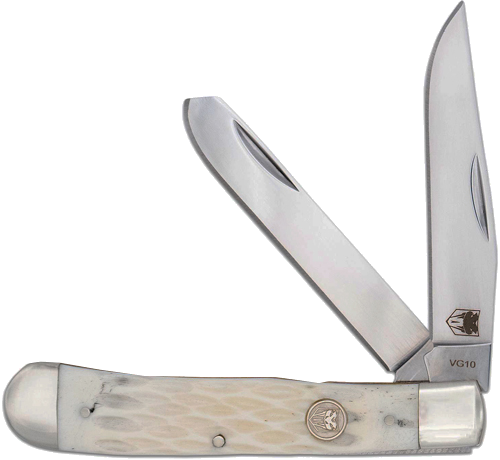 Cobratec Knives Trapper Two Blade G-10 White Bone Ss Slip Joint
