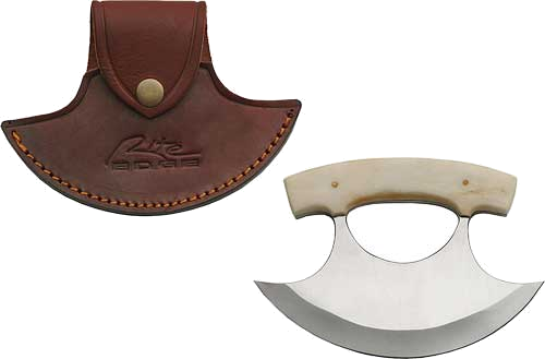 SZCO Rite Edge 6" Bone Handle Ulu with Leather Sheath