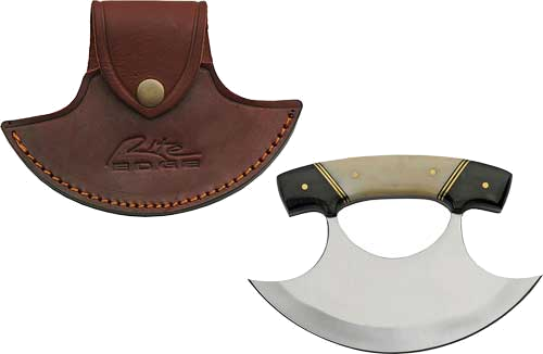 SZCO Rite Edge 6" Horn & Bone Handle Ulu with Leather Sheath