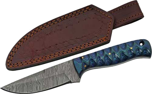 SZCO Rite Edge 4" Twisted Wood Hunter Damascus with Shth