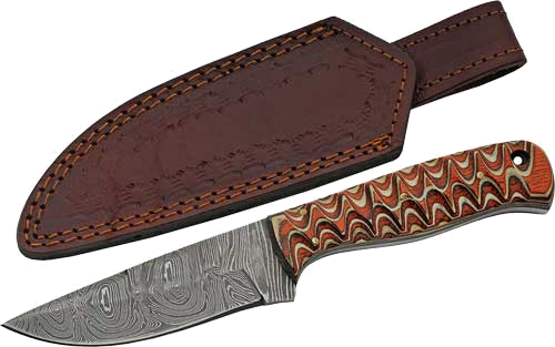 SZCO Rite Edge 4" Twisted Wood Hunter Damascus with Sheath