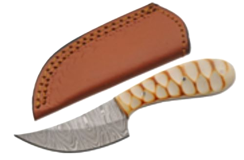 SZCO Rite Edge 2.75" Grooved Burned Bone Skinner W Sheath
