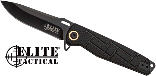 Master Cutlery Elite Tactical Readiness 3.5" Drop Point Fldr Black/Black Knife
