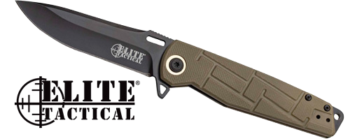 Master Cutlery Elite Tactical Readiness 3.5" Drop Point Fldr FDE/Black Knife