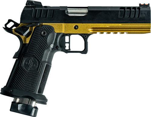 GLFA 1911DS SYNERGY 9MM 5" 20 SHOT BLACK SLIDE GOLD FRAME