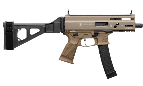 Global Ordnance Stribog SP9A3S 9mm Pistol – FDE, Pistol Brace
