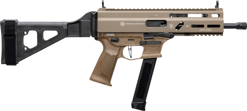 Global Ordnance Stribog SP9A3G 9mm Pistol – FDE, Pistol Brace