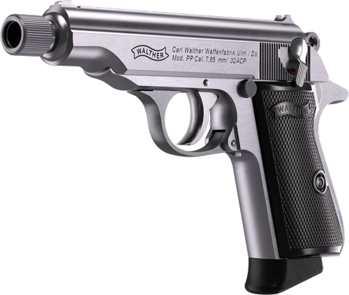 Walther Pp SD 32ACP Threaded Black Grips Pistol