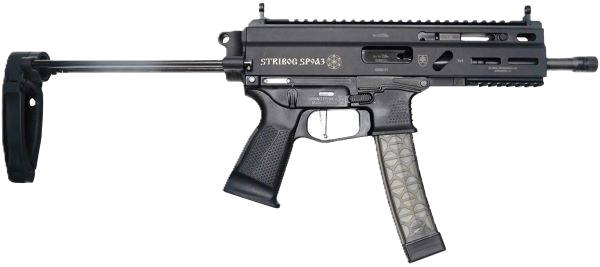 Global Ordnance Stribog SP9A3 9mm Pistol – Black, Pistol Brace