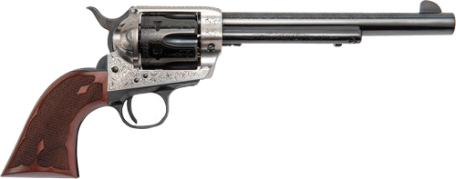 Cimarron Frontier Pw FS 7.5" Engraved Silver/Bl Wal .45 Colt Revolver