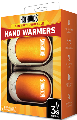 HOTHANDS 2-IN-1 RECHARGEABLE HAND WARMERS 2 WARMERS 10 HOUR