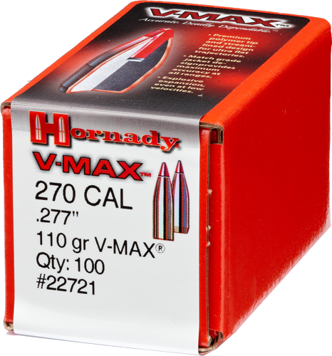Hornady 270 Caliber .277 V-Max with Cannelure 100-Count .270 Win 110 Grain Bullets – 100-Pack