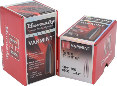 Hornady 6mm .243 Jhp-Bt 100-Count .243 Win 87 Grain Bullets – 100-Pack