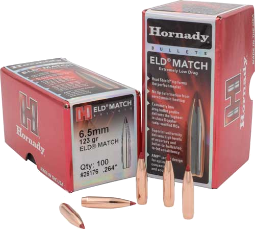 Hornady 264 Eld-Match 100-Count 6.5mm 123 Grain Bullets – 100-Pack