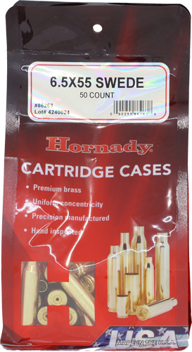 Hornady Unprimed Cases 6.5x55 Swedish 50-Pack 5-Pack/Cs