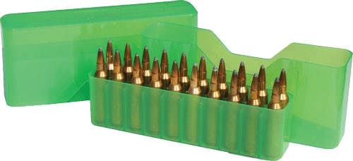 MTM Ammo Box Large 20 Rounds Slip Top Clear Green Rifle