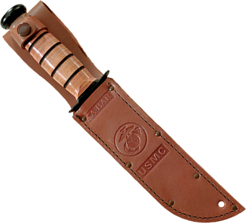 KA-BAR Knives Fighting/Utility 7" Srrtd with Leather Sheath Usmc Knife