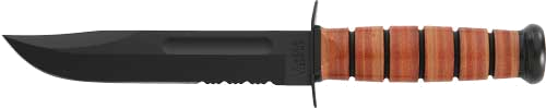 KA-BAR Knives Fighting/Utility 7" Srrtd with Lthr Shth US Army Knife