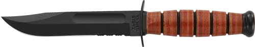 KA-BAR Knives Fighting/Utility 5.25" Shrt with Lthr Usmc Serrtd Knife