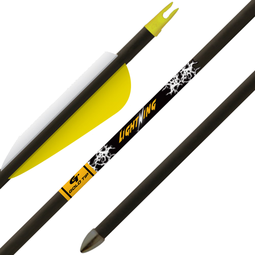 Gold Tip Arrow Lightning Youth 2.5" Vane Tec Glued-In Pnt 3-Pack