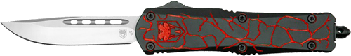 Cobratec Knives Medium FS-3 OTF Fractured Black 3" D2 – Red