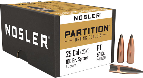 Nosler 25 Caliber .257 Partition 50-Count 100 Grain Bullets – 50-Pack