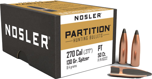 Nosler 270 Caliber .277 Partition 50-Count .270 Win 130 Grain Bullets – 50-Pack