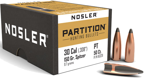 Nosler 30 Caliber .308 Partition 50-Count .308 Win 150 Grain Bullets – 50-Pack