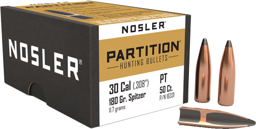 Nosler 30 Caliber .308 Partition 50-Count .308 Win 180 Grain Bullets – 50-Pack