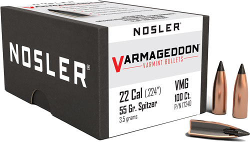 Nosler 22 Caliber .224 Varmageddon Tipped 100-Count 55 Grain Bullets – 100-Pack