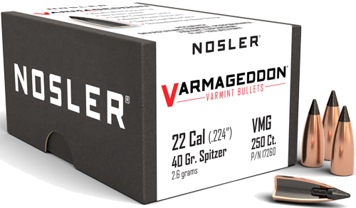 Nosler 22 Caliber .224 Varmageddon Tipped 250-Count 40 Grain Bullets – 250-Pack