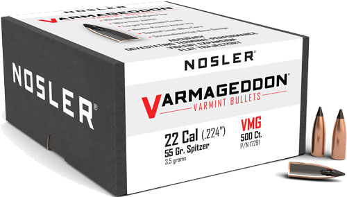 Nosler 22 Caliber .224 Varmageddon Tipped 500-Count 55 Grain Bullets – 500-Pack