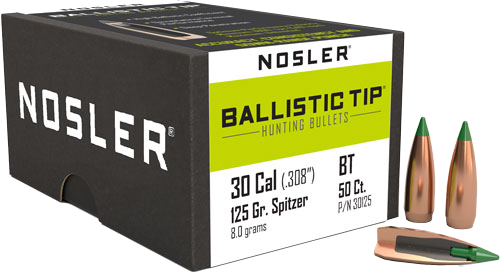 Nosler Bullets Ballistic Tip Bullets – .308 125 Grain 50-Pack