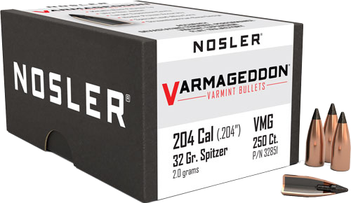 Nosler 20 Caliber .204 Varmageddon Tipped 250-Count 32 Grain Bullets – 250-Pack