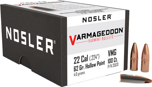 Nosler 22 Caliber .224 Varmageddon Fbhp 100-Count 62 Grain Bullets – 100-Pack