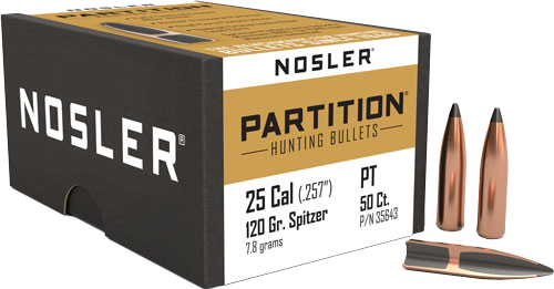 Nosler 25 Caliber .257 Partition 50-Count 120 Grain Bullets – 50-Pack