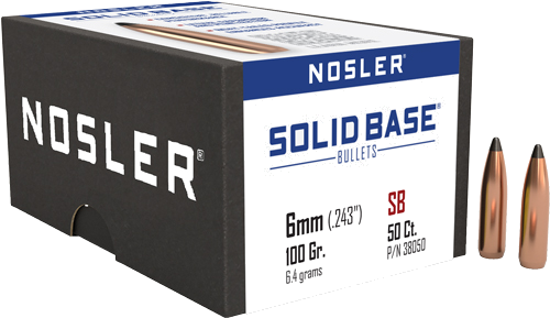 Nosler 6mm .243 Solid Base Sp 50-Count .243 Win 100 Grain Bullets – 50-Pack