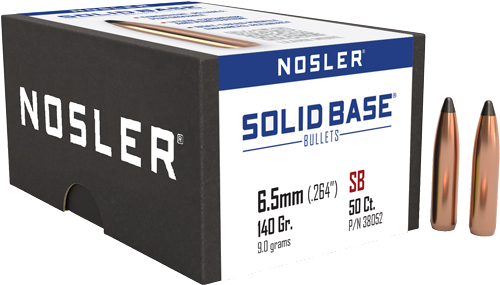 Nosler 264 Solid Base Sp 50-Count 6.5mm 140 Grain Bullets – 50-Pack