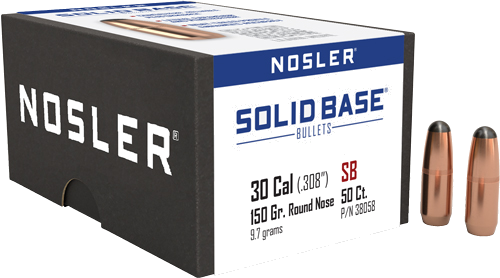 Nosler 30 Caliber .284 Solid Base Rn 50-Count 150 Grain Bullets – 50-Pack