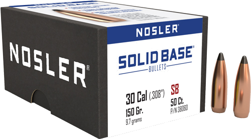 Nosler 30 Caliber .284 Solid Base Sp 50-Count 150 Grain Bullets – 50-Pack