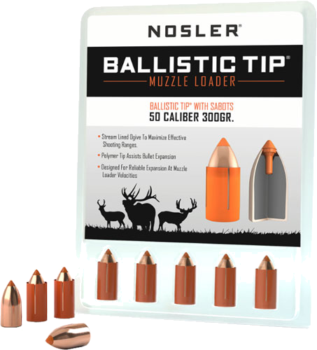 Nosler Bullets Ballistic Tip Bullets – .50 Caliber 300 Grain 15-Pack